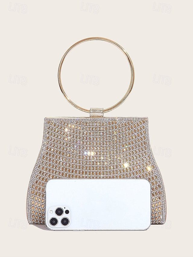 Elegant Crystal Evening Clutch with Gold Ring Handle (Pack of 5) - Image 5