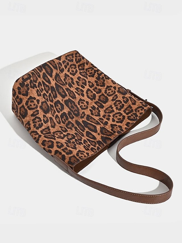 Women’s Suede-Like Faux Leather Tote with Leopard Print (Pack of 70) - Image 6