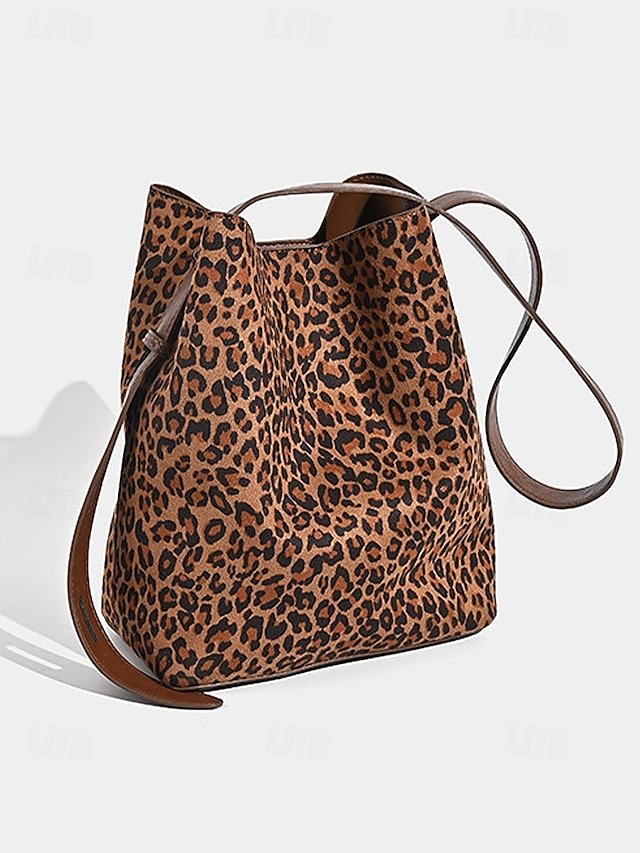 Women’s Suede-Like Faux Leather Tote with Leopard Print (Pack of 70) - Image 7