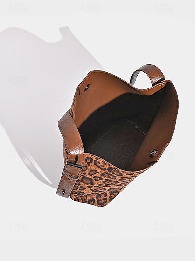 Women’s Suede-Like Faux Leather Tote with Leopard Print (Pack of 70) - Image 8