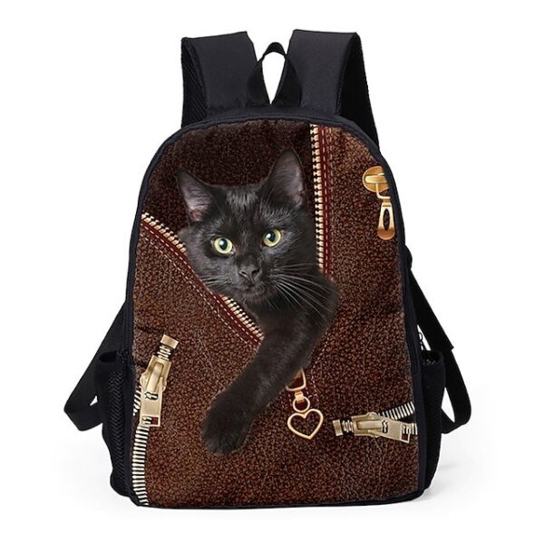 Black Cat Zipper Design Backpack