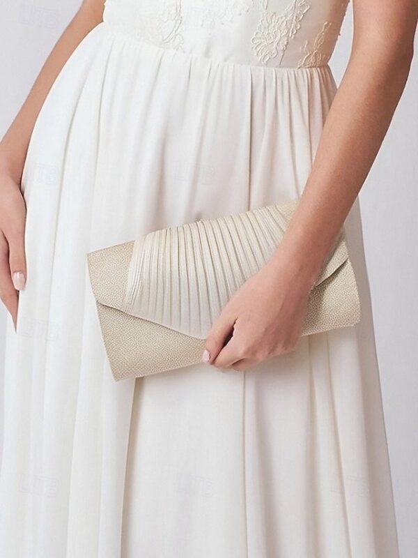 Alternative view of Champagne Glitter Evening Clutch Bag with Pleated Design