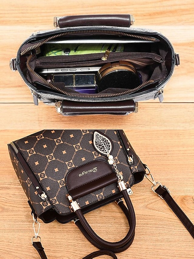 Elegant Women’s Faux Leather Handbag with Red Accents - Image 3
