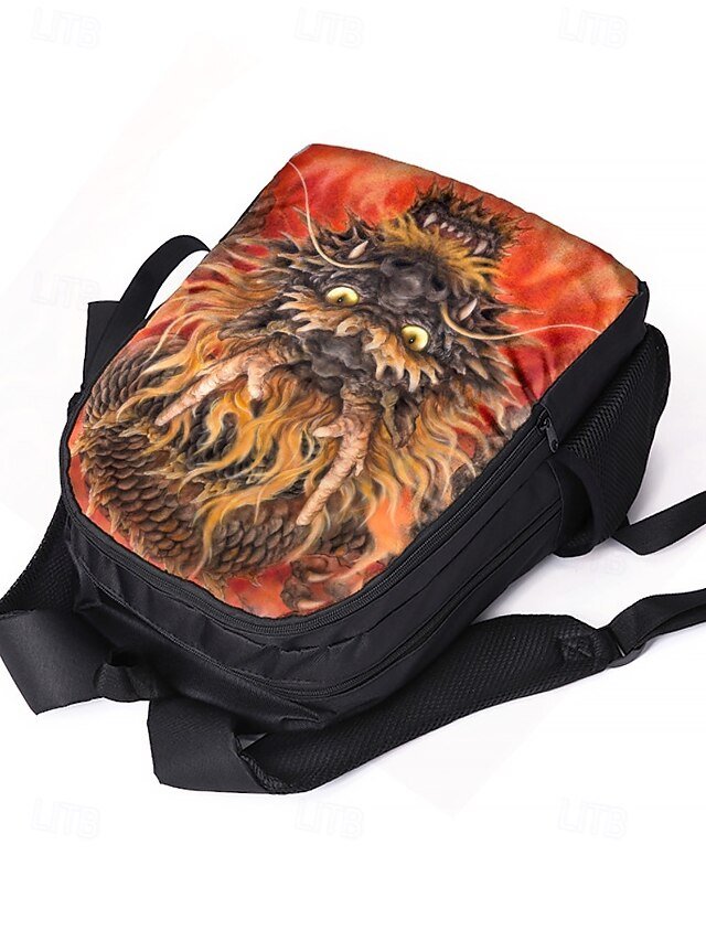Men’s 3-Piece Dragon Backpack Set with Flame Print - Image 5