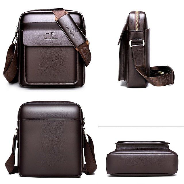Men’s Faux Leather Crossbody Bag - Image 3
