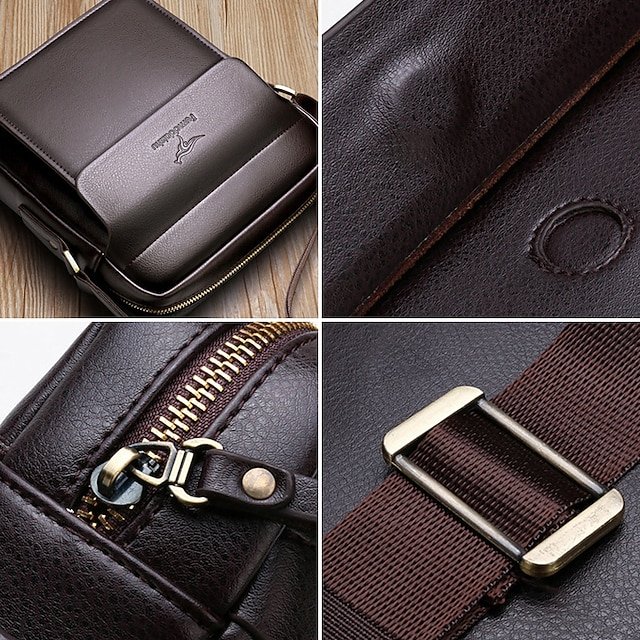 Men’s Faux Leather Crossbody Bag - Image 4