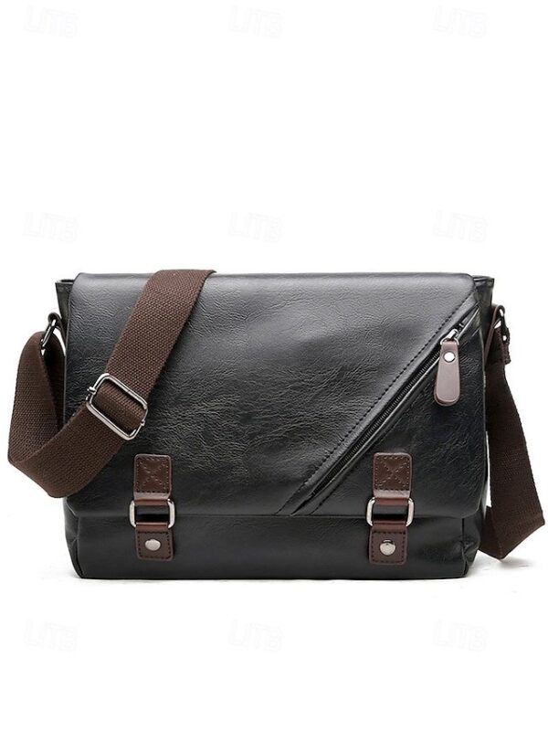 Men’s Faux Leather Messenger Bag