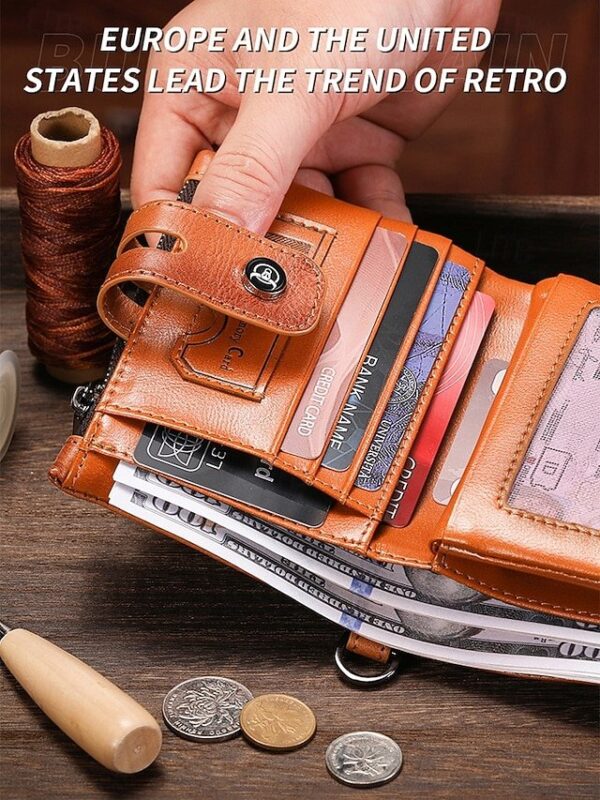 Alternative view of Men’s Genuine Leather RFID Blocking Wallet with Chain