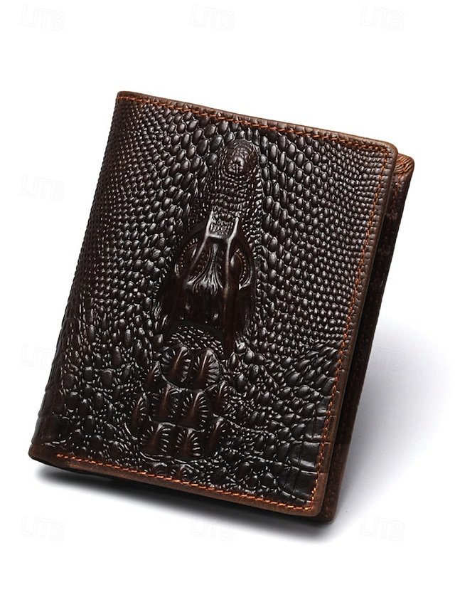 Men’s Genuine Leather Wallet with Crocodile Head Design - Image 3