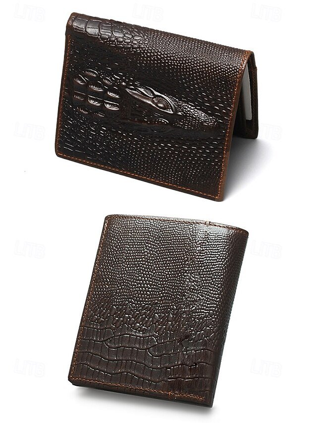 Men’s Genuine Leather Wallet with Crocodile Head Design - Image 4