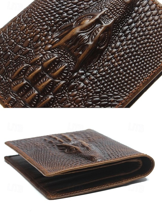 Men’s Genuine Leather Wallet with Crocodile Head Design - Image 5