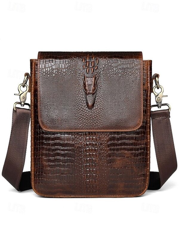 Men’s Luxury Crocodile Embossed Leather Satchel