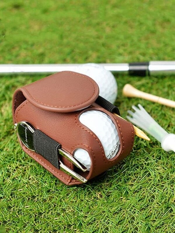 Alternative view of Portable Leather Golf Ball Holder Pouch