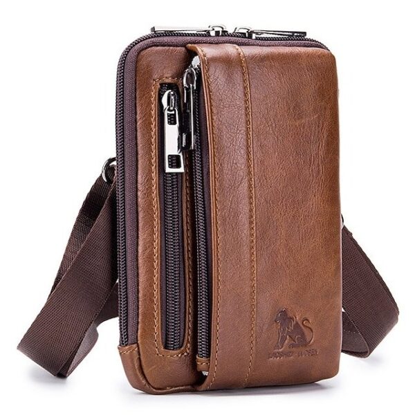 Alternative view of Sleek Brown Leather Vertical Sling Bag