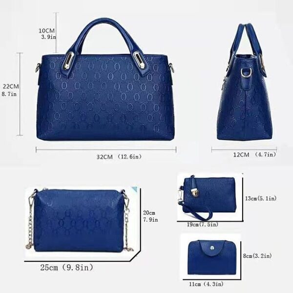 Alternative view of Women’s 4-Piece Blue Handbag Set with Teddy Bear Charm