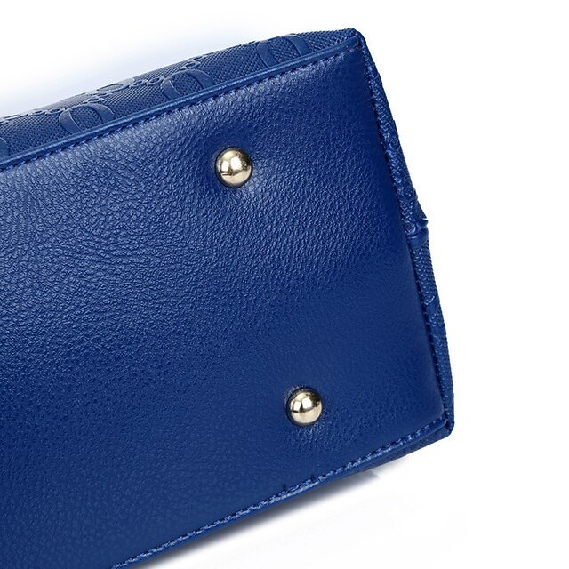 Women’s 4-Piece Blue Handbag Set with Teddy Bear Charm - Image 7