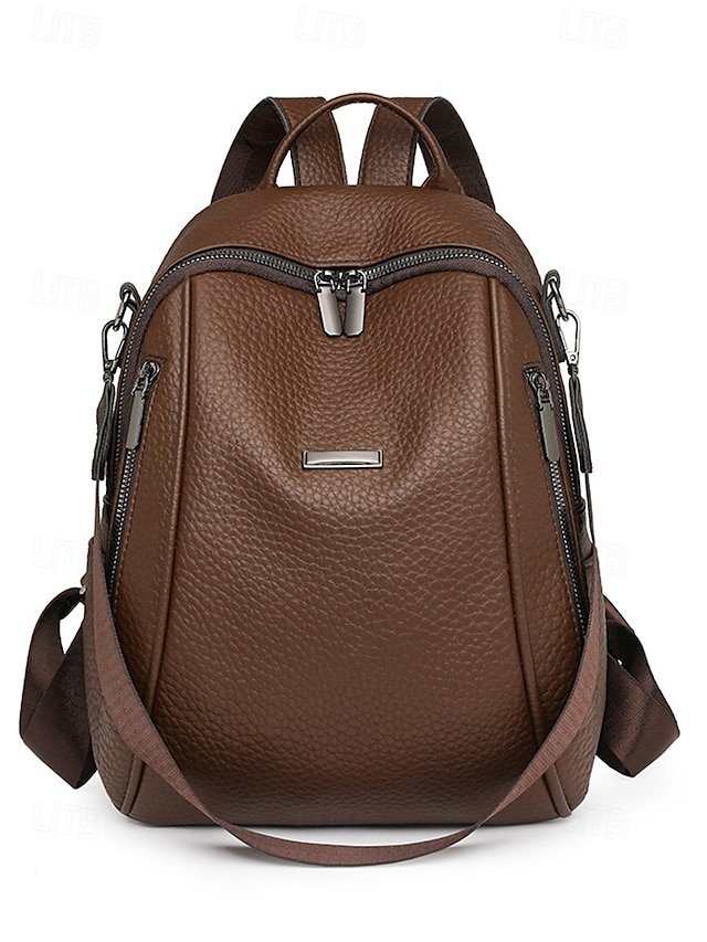 Women’s Brown Faux Leather Mini Backpack - Image 3