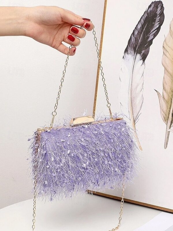 Alternative view of Women’s Chic Feathered Evening Clutch with Chain Strap