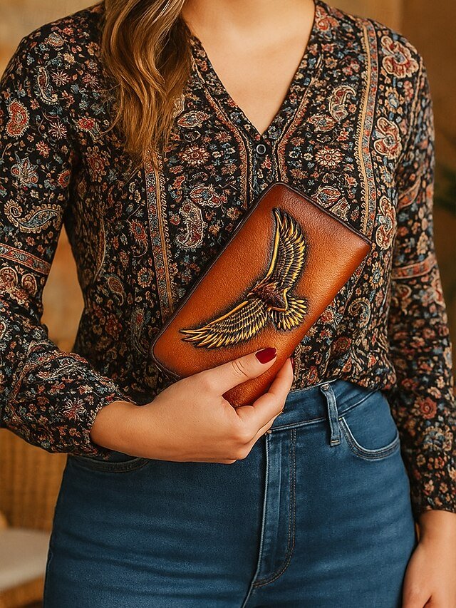 Women’s Leather Wallet with Zipper - Image 3