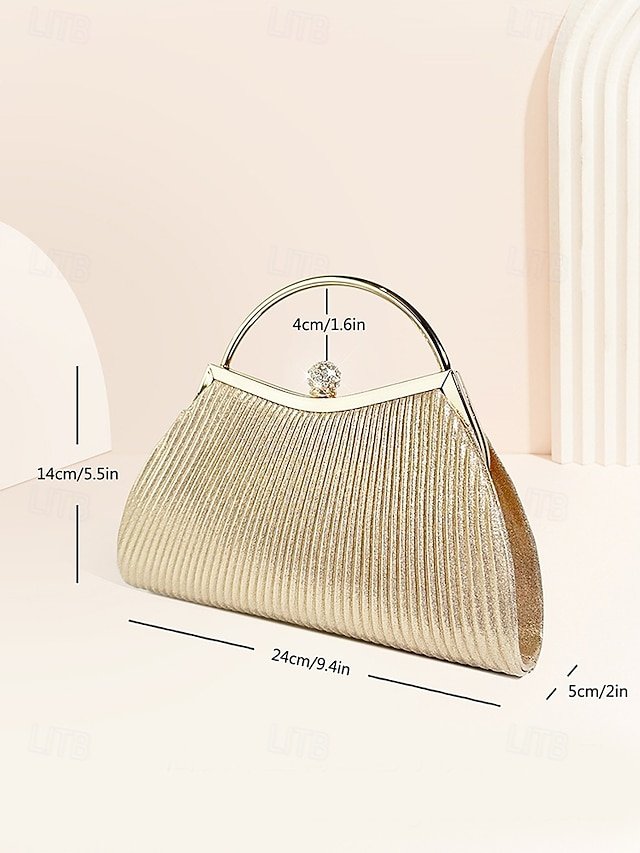 Women’s Gold Pleated Evening Handbag - Image 5