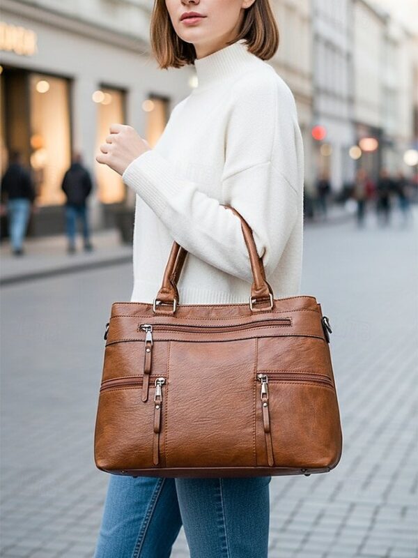Alternative view of Women’s Large Faux Leather Shoulder Tote Bag