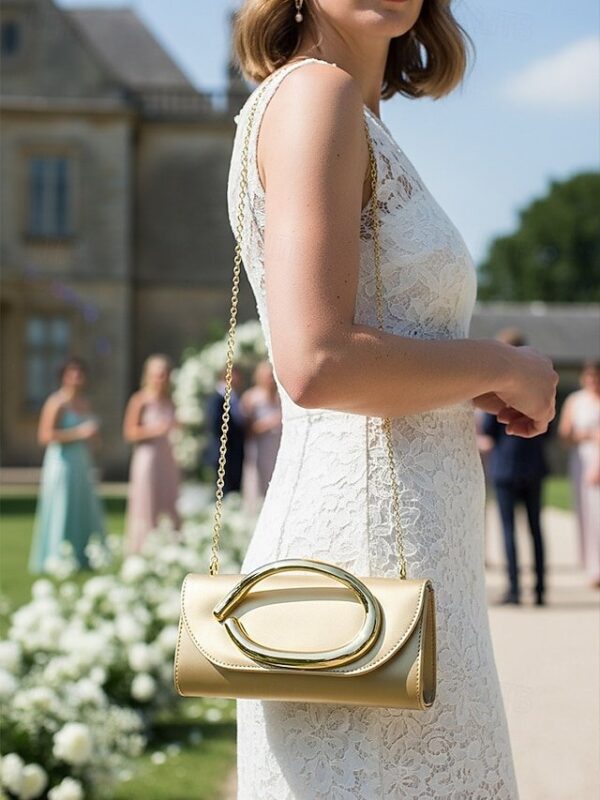 Alternative view of Women’s Metallic Evening Clutch Bag with Gold Handle