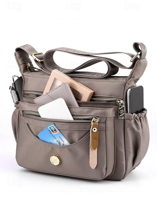 Women’s Nylon Crossbody Bag with Multiple Pockets
