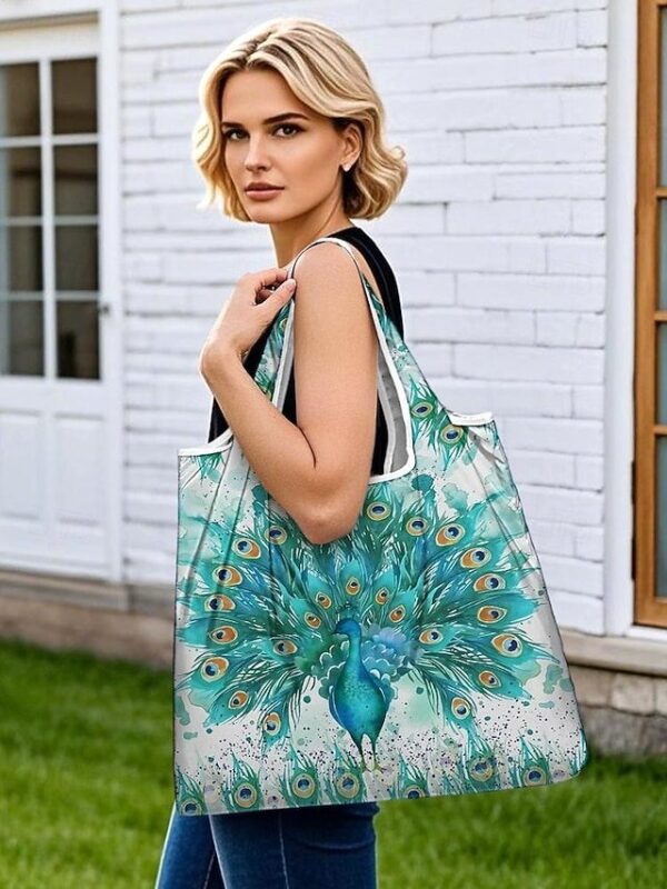 Alternative view of Women’s Peacock Print Folding Tote Bag