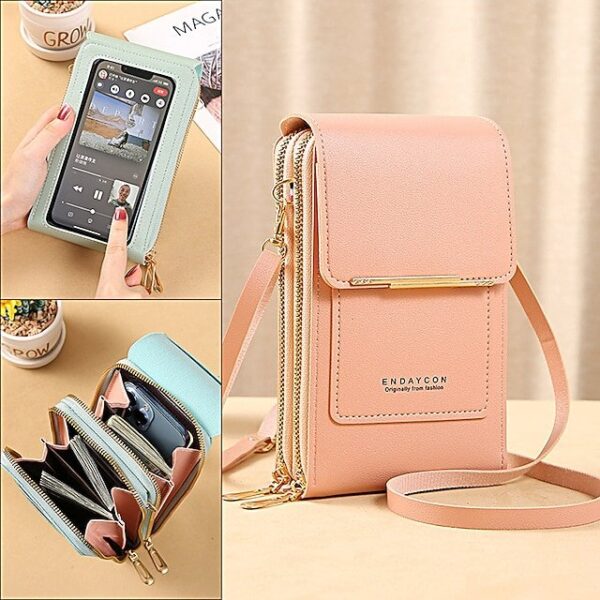 Women’s Pink Multi-Zipper Crossbody Phone Bag