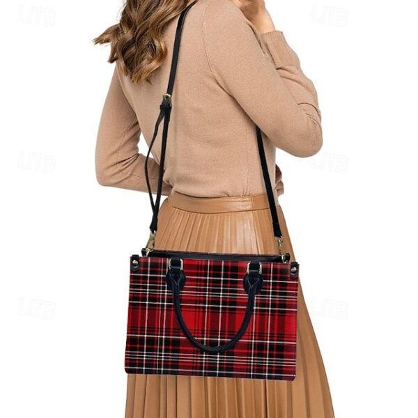 Alternative view of Women’s Red Tartan Plaid Handbag with Adjustable Strap