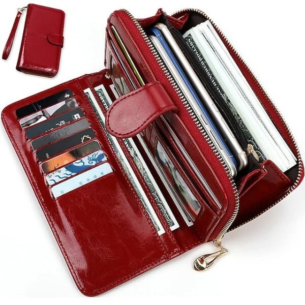 Women’s RFID Blocking Faux Leather Wallet with Zipper