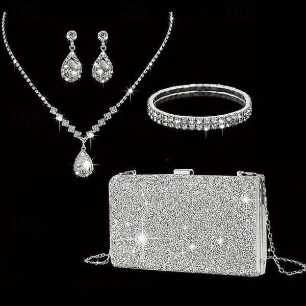 Women’s Rhinestone Polyester Clutch Set