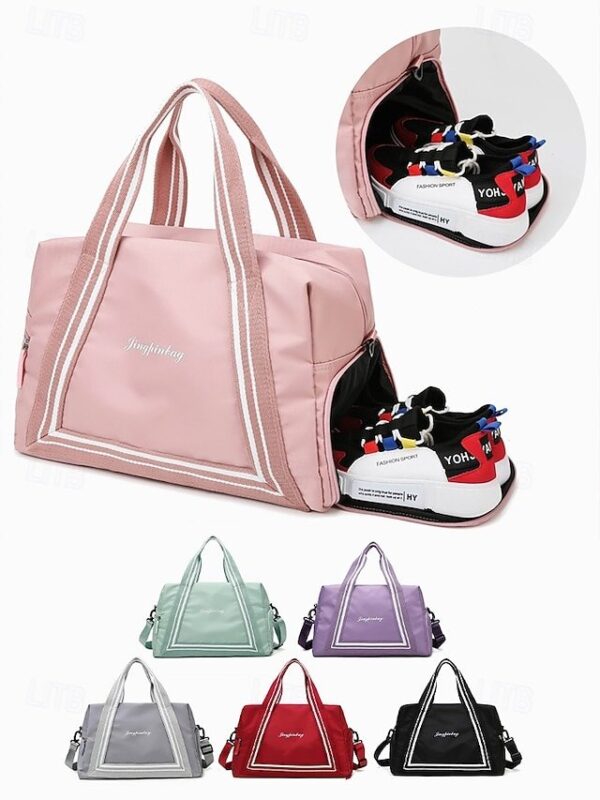 Women’s Sporty Nylon Travel Tote Bag with Sneaker Compartment