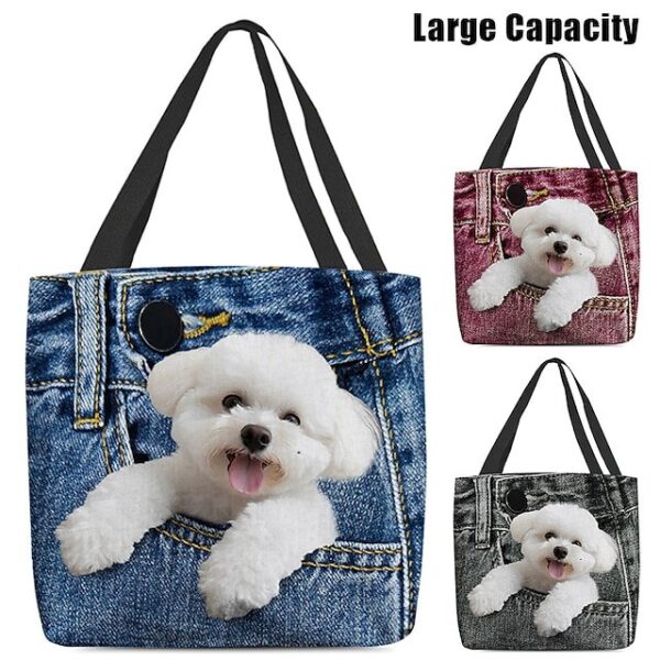Women’s Dog Polyester Shoulder Bag