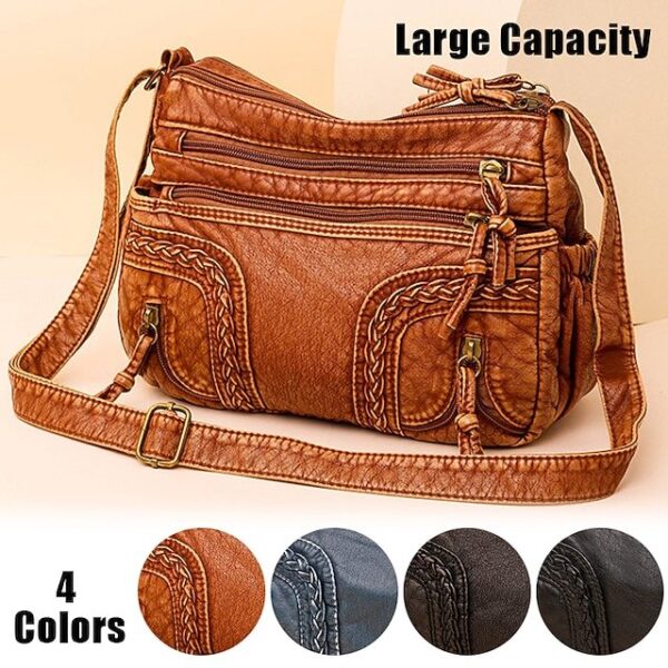Women’s Vintage Brown Faux Leather Shoulder Bag