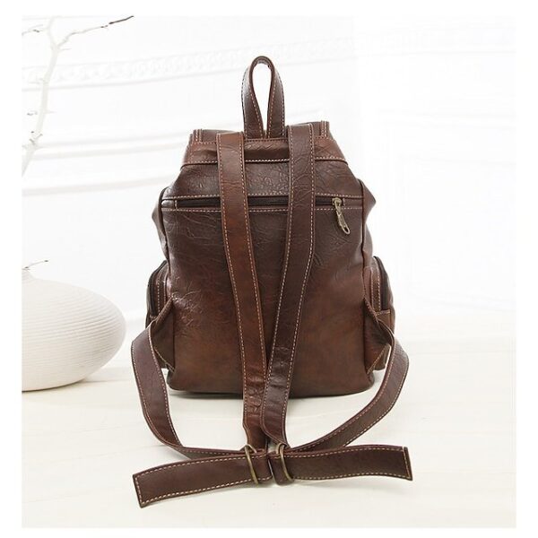 Alternative view of Women’s Vintage Faux Leather Backpack with Multiple Pockets