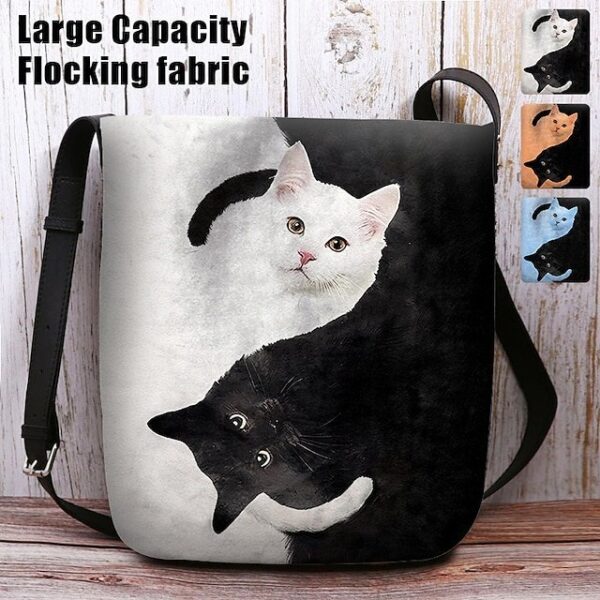 Yin Yang Cat Design Crossbody Bag